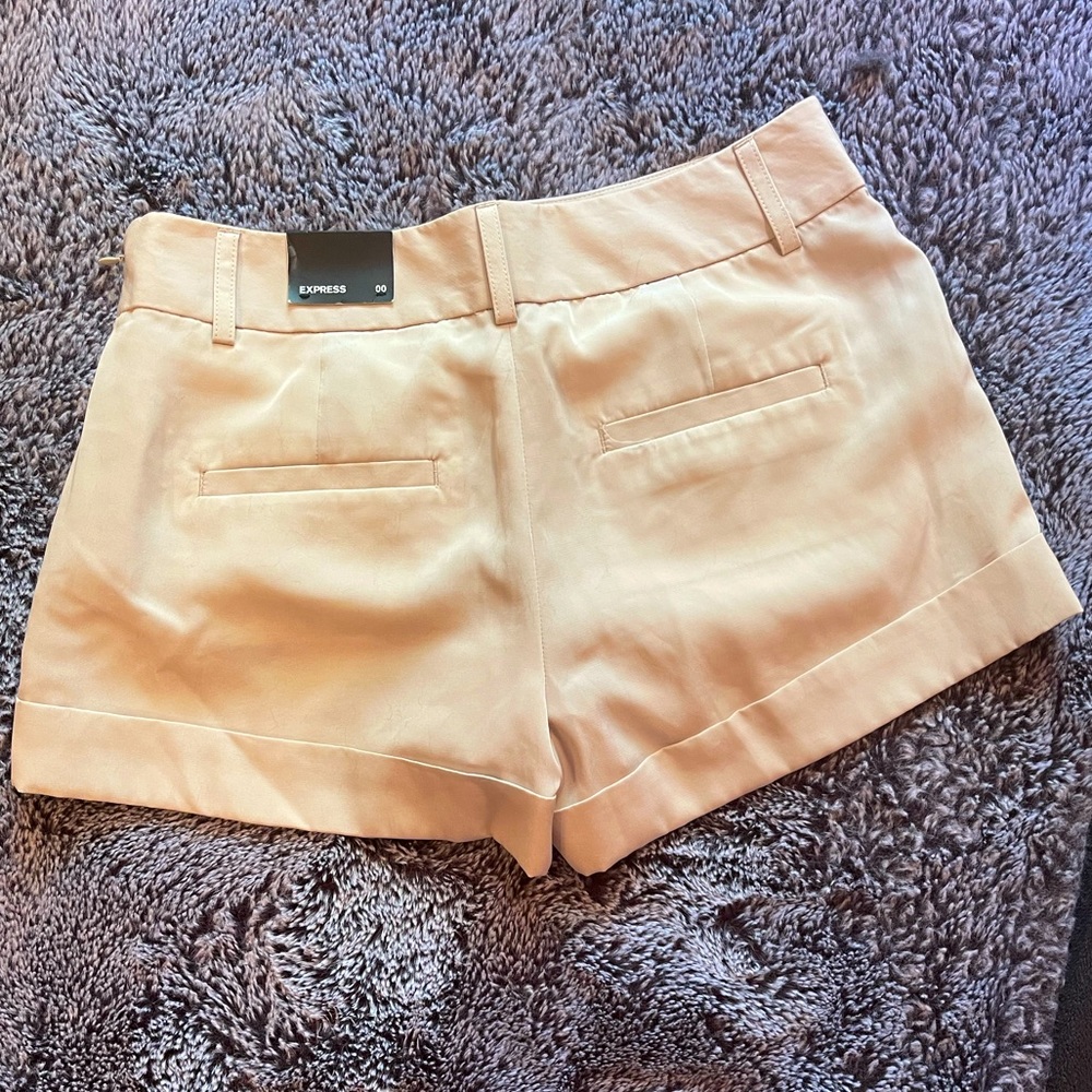 Express Dressy Tan/Taupe Short Shorts With Sash Tie, Sz 00 - Picture 3 of 10